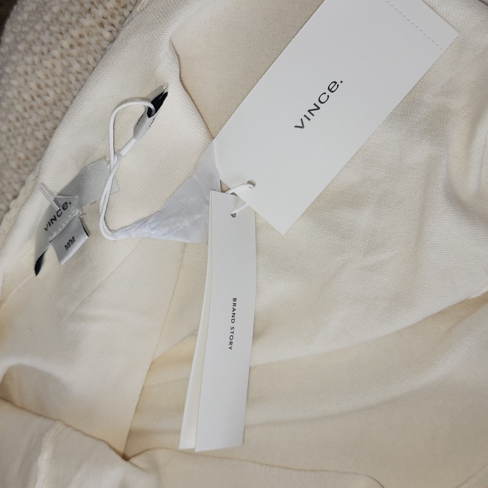 VINCE NWT cream lined cotton knit pencil sheath dress size medium - Picture 5 of 13